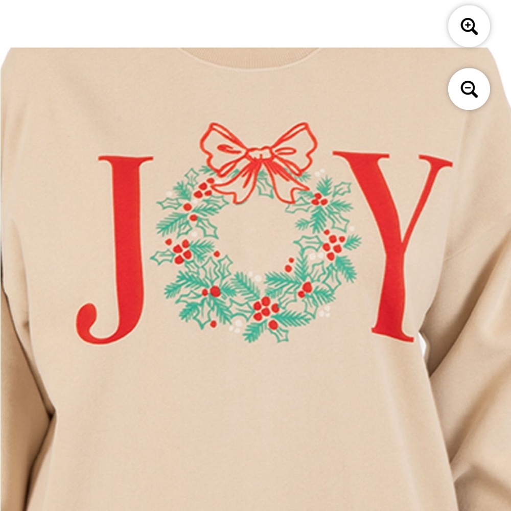 I’m in size extra large Joyce sweatshirt State of Mind Tan Joy Sweatshirt - Picture 4 of 6